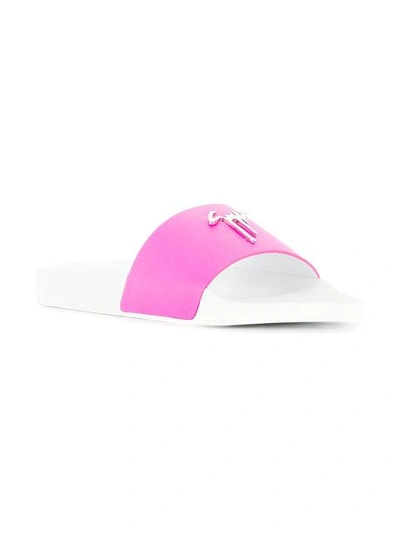 Shop Giuseppe Zanotti Design Logo Plaque Slides - Pink