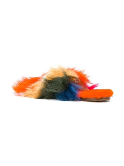 Shop Anya Hindmarch Creeper Fluffy Sliders In Multicolour
