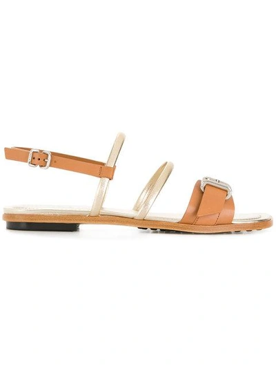 Shop Tod's Buckle-detailed Multi-strap Sandals - Brown