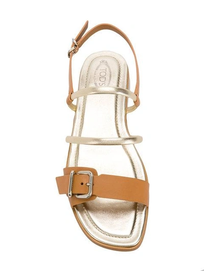 Shop Tod's Buckle-detailed Multi-strap Sandals - Brown