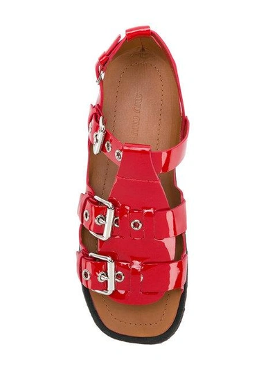 Shop Miu Miu Buckled Multi In Red