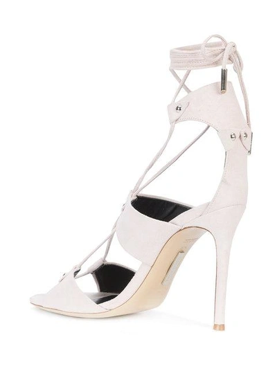 Shop Thomas Wylde Lace Up Sandals In Neutrals