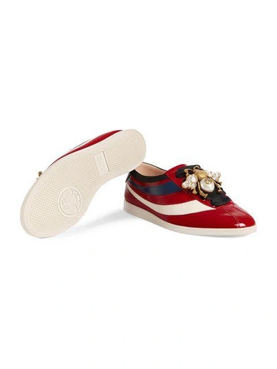 Shop Gucci Gg Web Falacer Sneakers - Red
