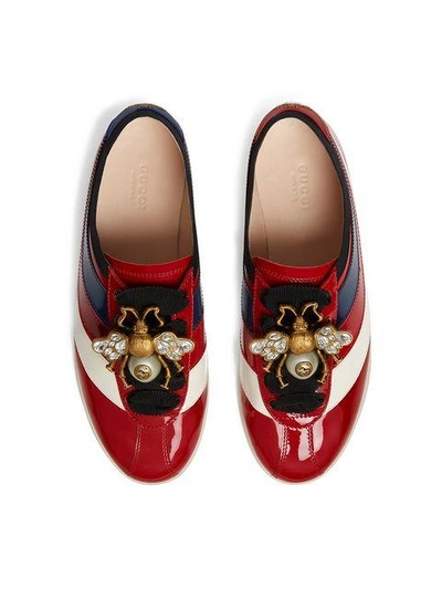 Shop Gucci Gg Web Falacer Sneakers - Red