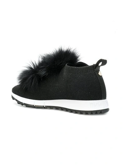 Shop Jimmy Choo Fox Fur Sneakers In Black