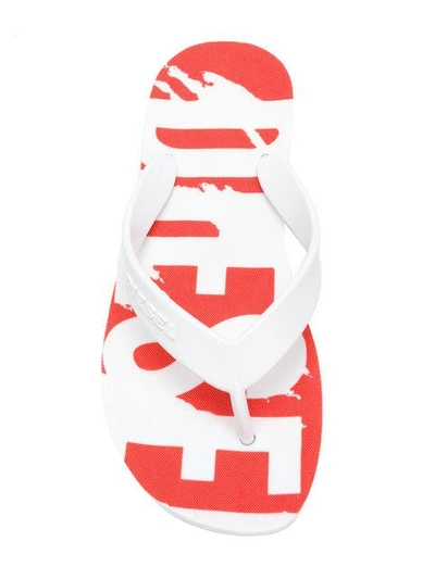 Shop Diesel Logo Flip-flops - White