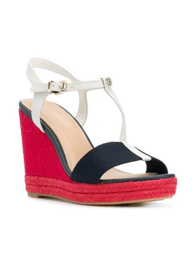 Shop Tommy Hilfiger Woven T-bar Wedges In Red
