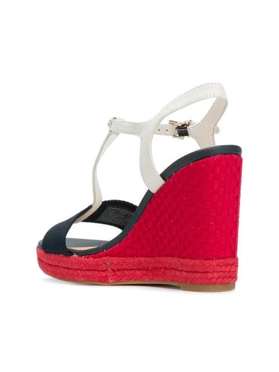 Shop Tommy Hilfiger Woven T-bar Wedges In Red