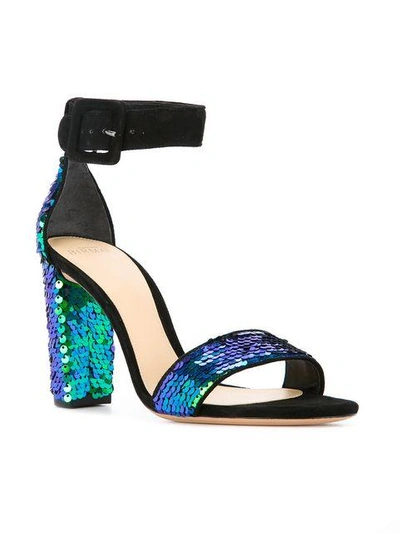 Alexandre Birman Green Sequin Embellished Sandals In Multicolour