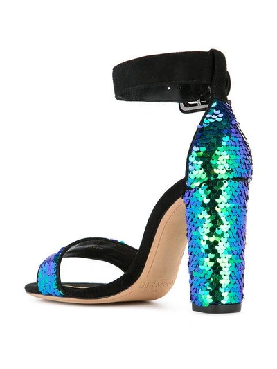 Alexandre Birman Green Sequin Embellished Sandals In Multicolour