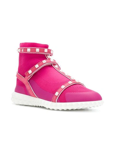 Shop Valentino Rockstud Bodytech Sneakers In Pink