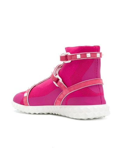 Shop Valentino Rockstud Bodytech Sneakers In Pink