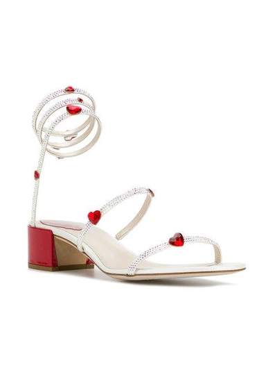 Shop René Caovilla Heart Embellished Sandals