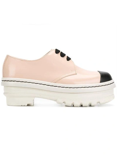 Shop Marni Flatform Oxford Shoes - Pink