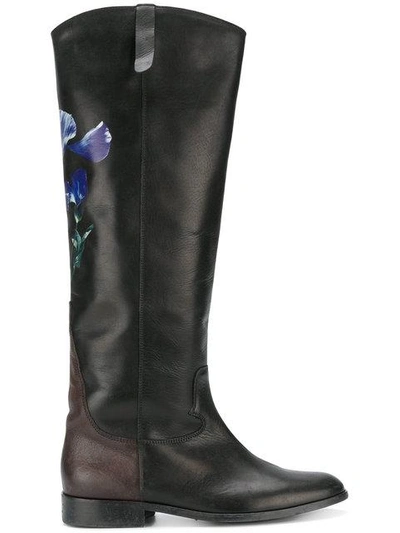 Shop Golden Goose Floral Knee-length Boots In Black