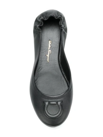 Shop Ferragamo Vignola Ballerina Shoes In Black