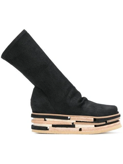 Shop Rick Owens Stacked Platform High Ankle Boots - Black