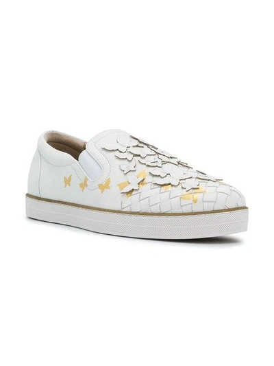 Shop Bottega Veneta Butterfly Intrecciato Sneakers In White