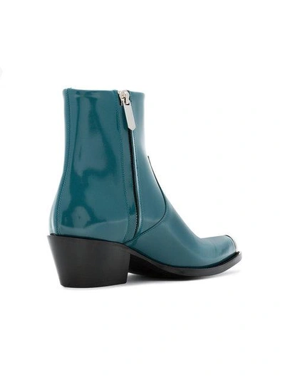 Shop Calvin Klein 205w39nyc Blue Tex Chiara 40 Leather Boots In Dark Turquoise