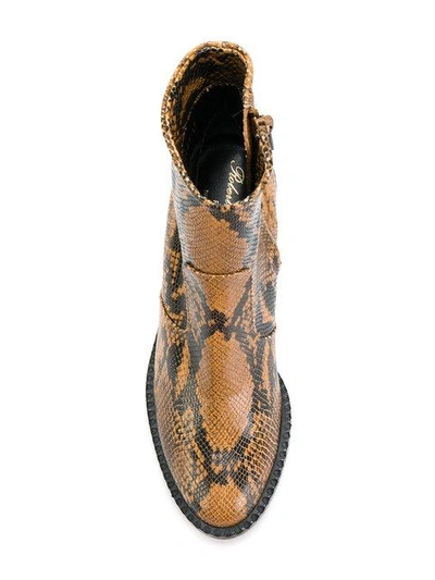 Shop Robert Clergerie Mayan Snake-skin Effect Boots In Brown