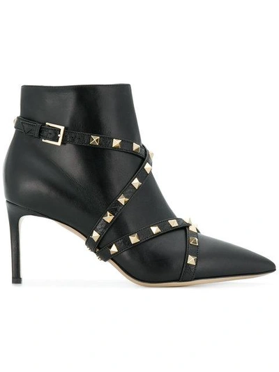 Shop Valentino Garavani Studwrap Ankle Boots In Black