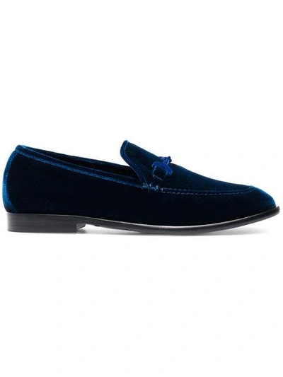 Shop Jimmy Choo Blue Marti Velvet Loafers