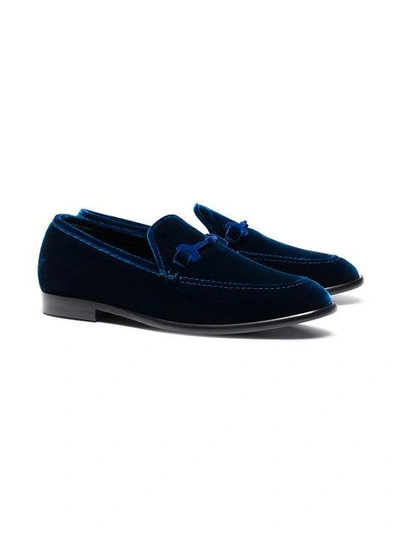 Shop Jimmy Choo Blue Marti Velvet Loafers