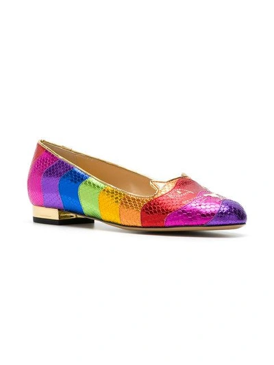 Shop Charlotte Olympia Rainbow Kitty Ballerina Shoes In Multicolour