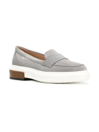 Shop Tod's Flatform Penny Loafers - Grey