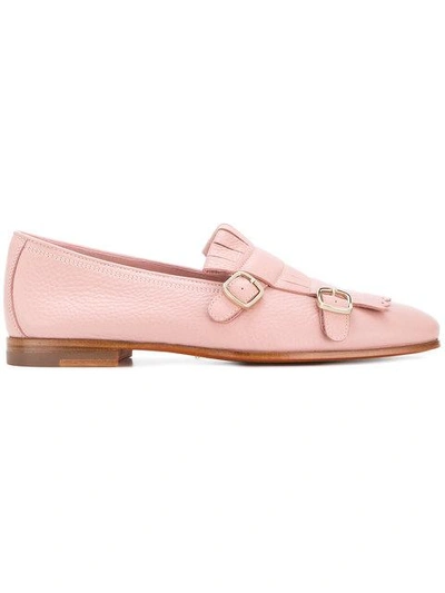 Shop Santoni Double-buckle Loafers In Pink