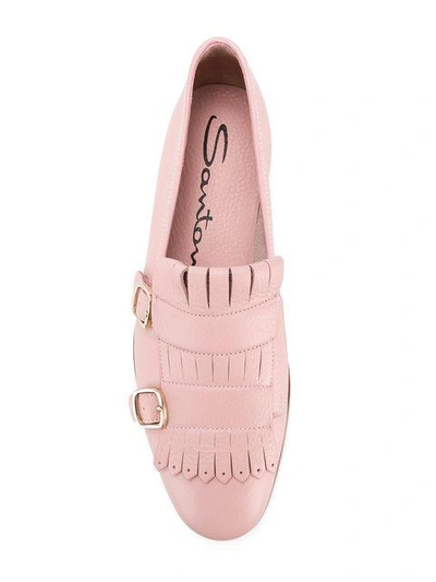 Shop Santoni Double-buckle Loafers In Pink