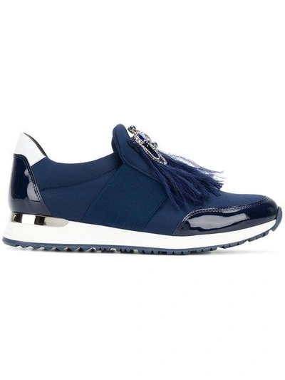 Shop Baldinini Embellished Slip-on Sneakers - Blue