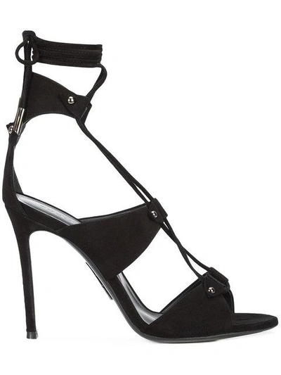 Shop Thomas Wylde Lace Up Sandals In Black