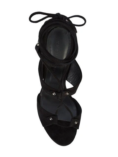 Shop Thomas Wylde Lace Up Sandals In Black