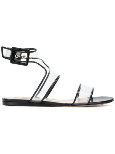 Shop Valentino Dollybow Flat Sandals In Black