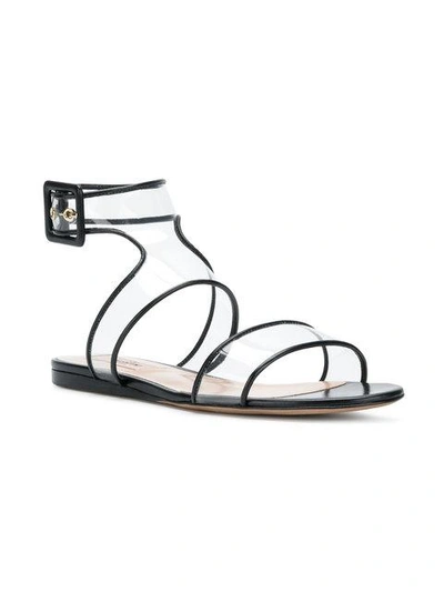 Shop Valentino Dollybow Flat Sandals In Black