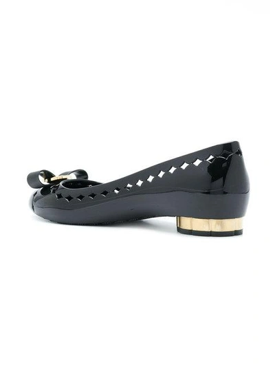 Shop Ferragamo Bow Jelly Ballerina Shoes In Black