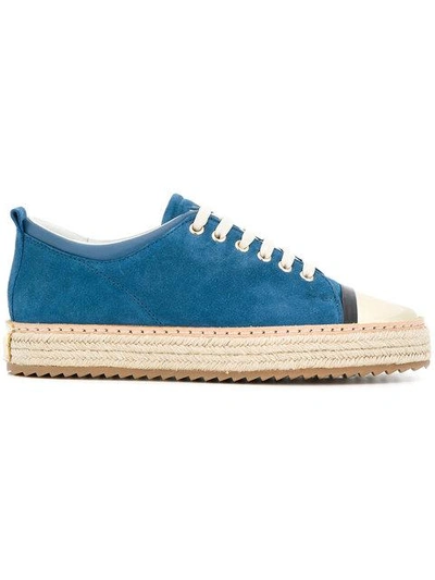 Shop Lanvin Suede Platform Sneakers - Blue