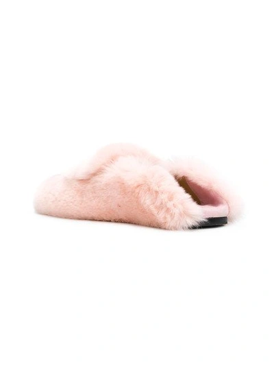 Shop Sergio Rossi Fur Mules In Pink