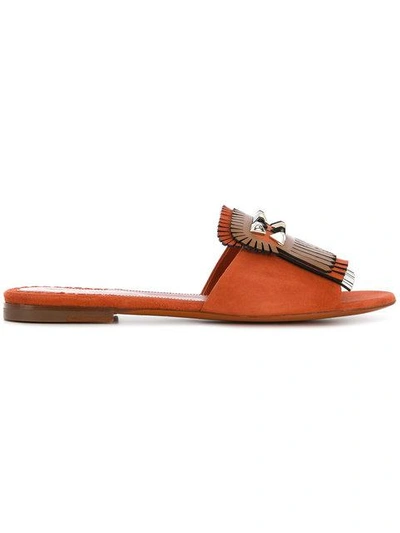 Shop Santoni Fringed Flat Sandals