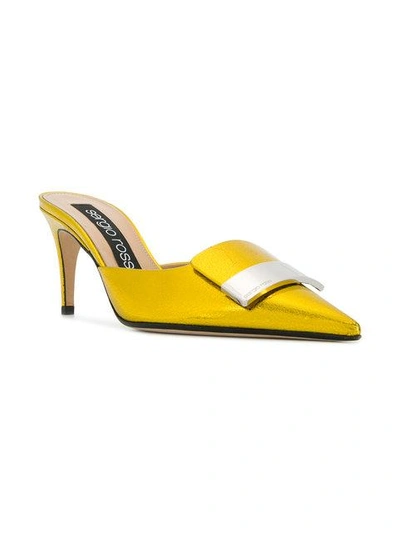 Shop Sergio Rossi Pointed Toe Mules In Yellow & Orange