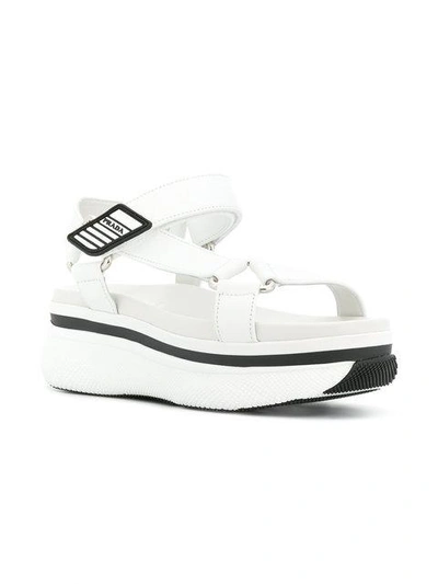 Shop Prada Flatform Sole Sandals - White