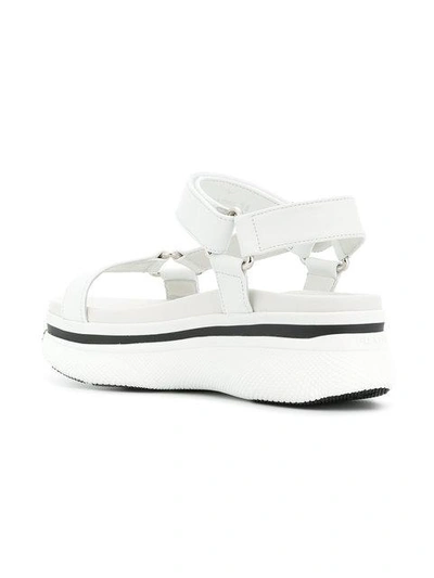 Shop Prada Flatform Sole Sandals - White
