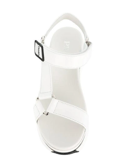 Shop Prada Flatform Sole Sandals - White