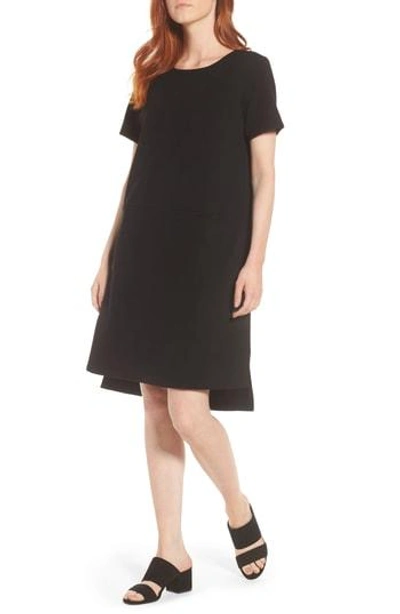 Shop Eileen Fisher Tencel Lyocell Blend Knit Shift Dress In Black