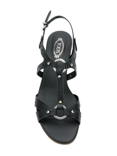 Shop Tod's Perforated Block-heel Sandals - Black