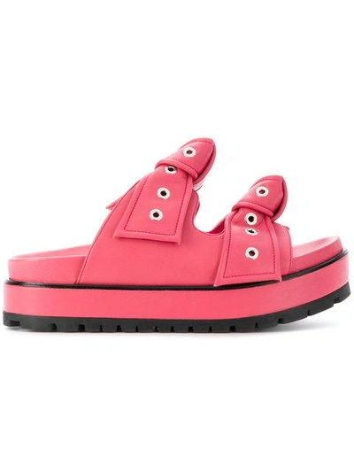 Shop Alexander Mcqueen Eyelet Bow Sandals In Pink