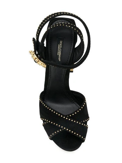 Shop Dolce & Gabbana Studded Block Heel Sandals In Black