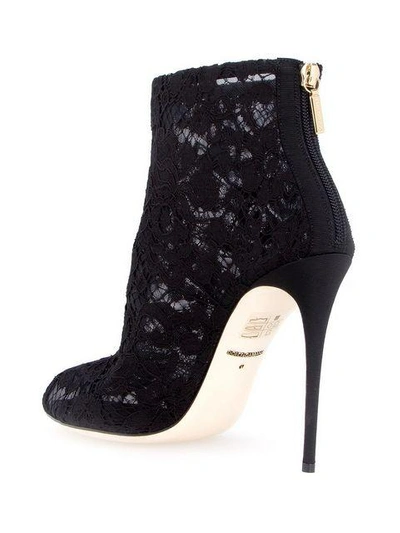 Shop Dolce & Gabbana Floral Lace Boooties In Black
