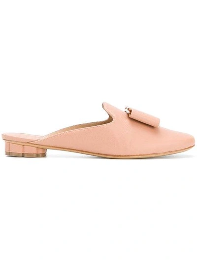 Shop Ferragamo Flower Heel Mules In Pink